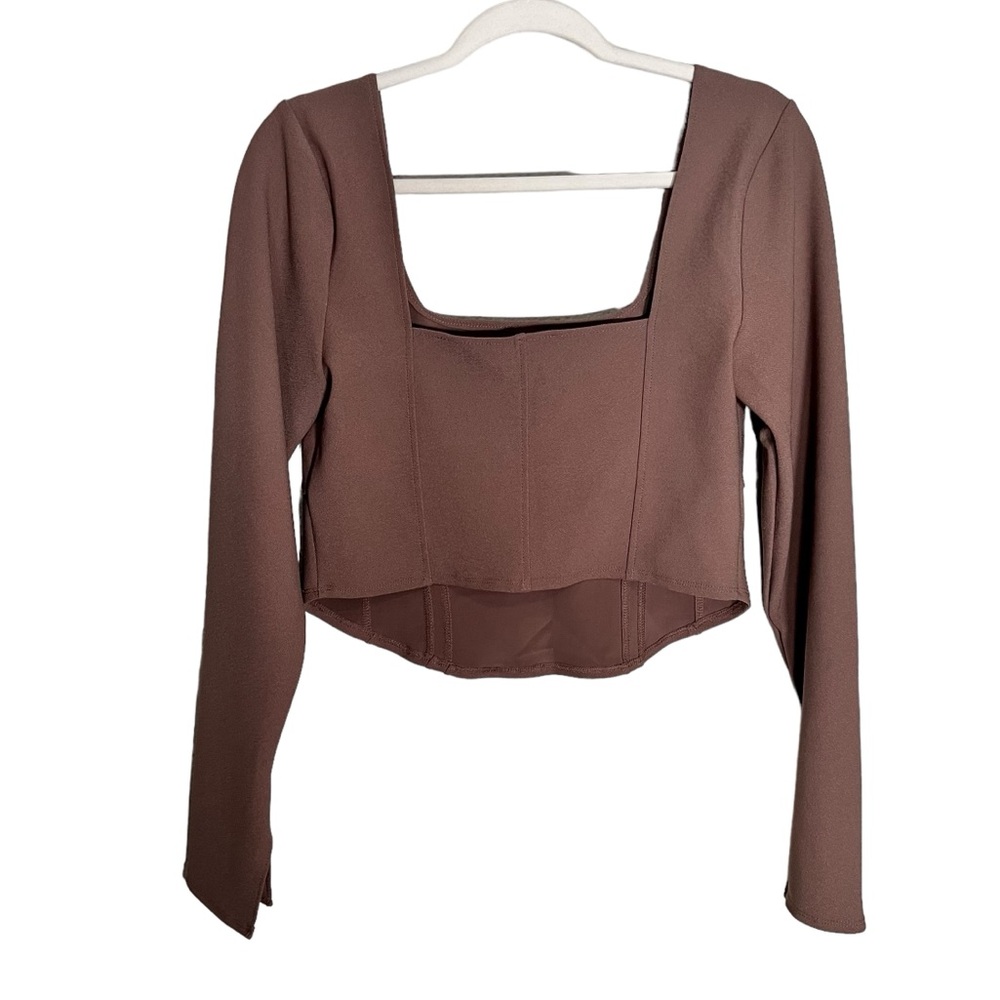 Abercrombie and Fitch Womens Long Sleeve Corset Crop Top Size Large - Picture 2 of 12